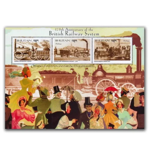 2000 Bhutan 175th Anniversary of British Railway 3v Sheetlet