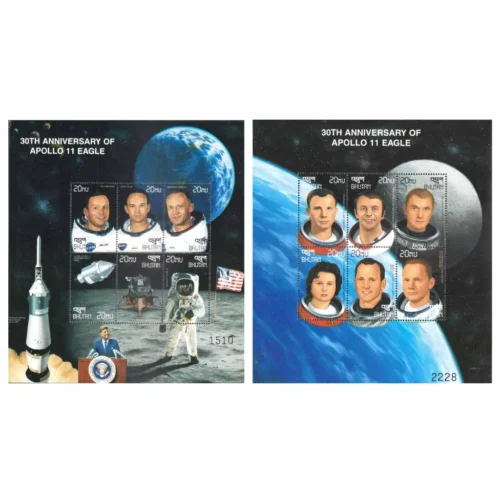 1999 Bhutan Space 2 diff. Sheetlet