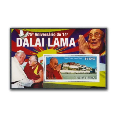 2010 S. Tome Principe Lonrd Buddha Dalai Lama Miniature Sheet