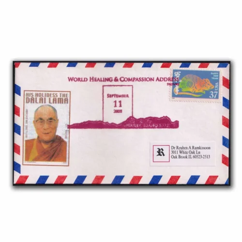 2005 USA Visit of Dalai Lama to the River Wood Valley Special Cancellation on Souvenir Envelope Type I