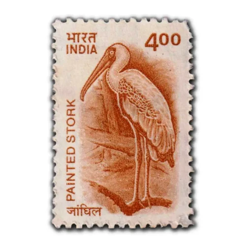 2001 Painted Stork 4r (9th Series) (wmk. Ashokan) Definitive Stamp