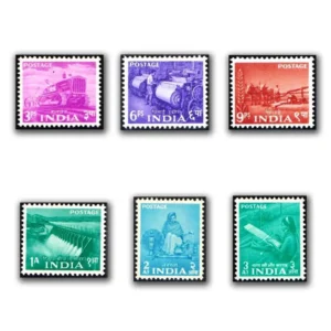 1955 5th Anniversary of Republic of India Five Year Plan 18v Definitive Stamp