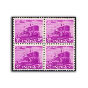 1955 Tractor 3p (2nd Series) (wmk. Multi Star Sideways) Definitive Stamp Block of 4
