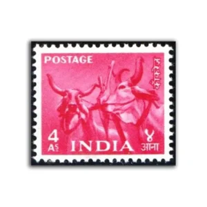 1955 Bullocks & Plough 4a (2nd Series) (wmk. Multi Star Sideways) Definitive Stamp