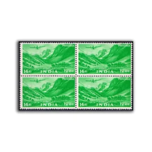 1955 A Valley in Kashmir 14a (2nd Series) (wmk. Multi Star Sideways) Definitive Stamp Block of 4