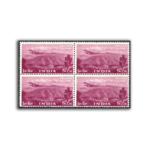 1955 Kanchenjuga 1r8a (2nd Series) (wmk. Multi Star Sideways) Definitive Stamp Block of 4