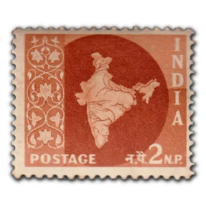 1957 Map of India 2np (3rd Series) (wmk. Multi Star Sideways) Definitive Stamp