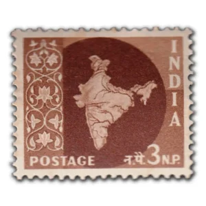 1957 Map of India 3np (3rd Series) (wmk. Multi Star Sideways) Definitive Stamp