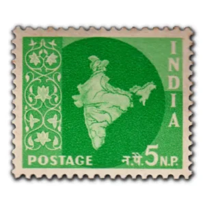 1957 Map of India 5np (3rd Series) (wmk. Multi Star Sideways) Definitive Stamp