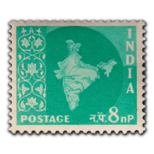 1958 Map of India 8np (3rd Series) (wmk. Multi Star Sideways) Definitive Stamp