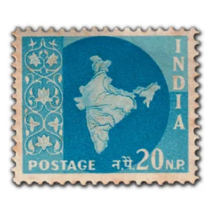 1957 Map of India 20np (3rd Series) (wmk. Multi Star Sideways) Definitive Stamp