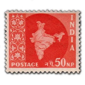 1957 Map of India 50np (3rd Series) (wmk. Multi Star Sideways) Definitive Stamp