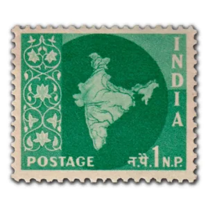 1960 Map of India 1np (3rd Series) (wmk. Ashokan Lion Capital) Definitive Stamp
