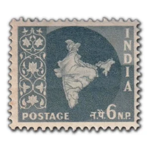 1963 Map of India 6np (3rd Series) (wmk. Ashokan Lion Capital) Definitive Stamp