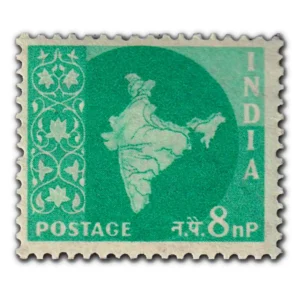 1958 Map of India 8np (3rd Series) (wmk. Ashokan Lion Capital) Definitive Stamp