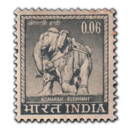 1966 Konark Elephant 6p (4th Series) (wmk. Ashokan Lion Capital) Definitive Stamp