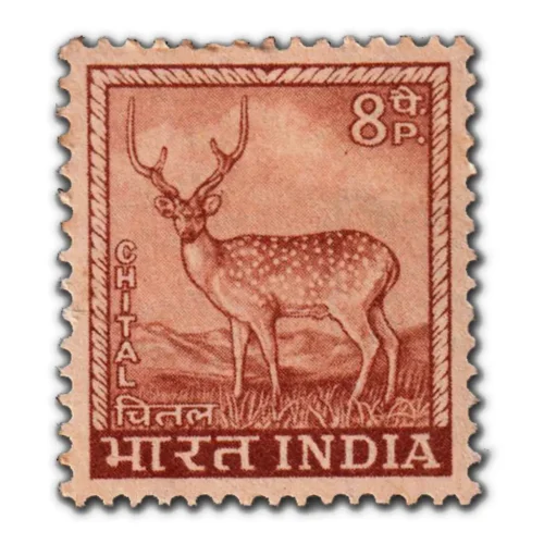 1967 Chittal (Spotted Deer) 8p (4th Series) (wmk. Ashokan Lion Capital) Definitive Stamp