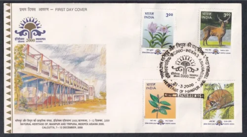 2000 Indepex - Asiana 2000 , Natural Heritage of Manipur And Tripura 4v Stamp on FDC