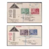 1946 KGVI Victory 4v Registered Private FDC to England (2 different)