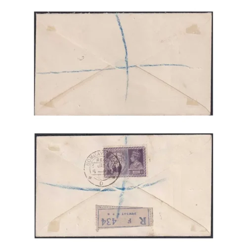 1946 KGVI Victory 4v Registered Private FDC to England (2 different)