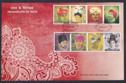 2017 Headgears of India 16v Stamp on 2 FDCs