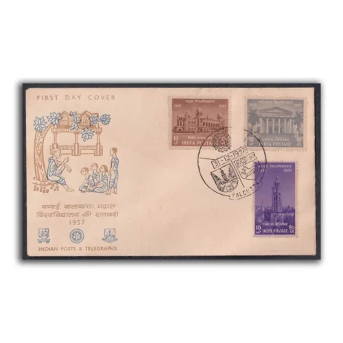 1957 Centenary of Indian Universities (Bombay, Calcutta and Madras) 3v Stamp on FDC (Calcutta Cancelled)
