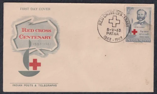 1963 Red Cross Centenary (Henri Dunant and Centenary Emblem) 1v Stamp on FDC
