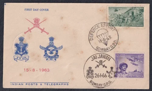 1963 Defence Campaign (Artillery and Army Helicopter) 1v Stamp in Combination with 1966 Jai Jawan 1v Stamp on FDC