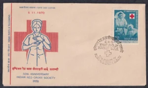 1970 50th Anniversary of Indian Red Cross Society (Nurse And Patient) 1v Stamp on FDC