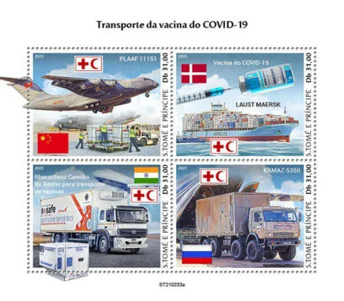 2021 S. Tome E Principe Transport of the Covid Vaccine Sheetlet