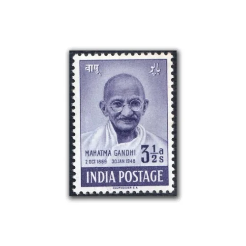 1948 Mahatma Gandhi Mourning issue 3.5 annas mint Stamp