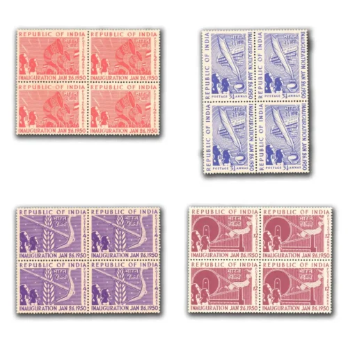 1950 Inauguration of Republic of India 4v Stamp Block of 4