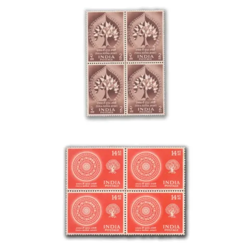 1956 2500th Buddha Jayanti 2v Stamp Block of 4