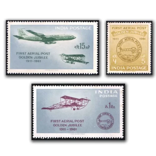 1961 50th Anniversary of First Official Airmail Flight 3v Stamp