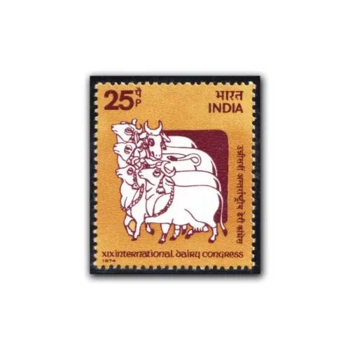 1974 19th International Dairy Congress, New Delhi (Krishna with Cows from Hand Printed cloth of Rajasthan) 1v Stamp