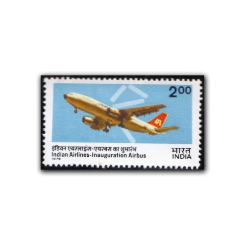 1976 Inauguration of Indian Airlines Airbus Service 1v Stamp