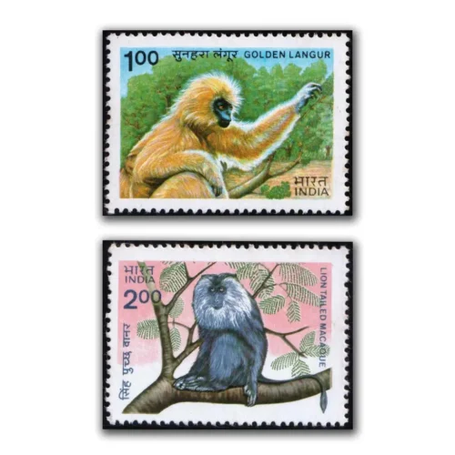1983 Indian Wildlife Endangered Primates 2v Stamp