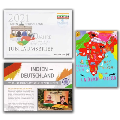 2021 Germany India Joint Issue Special FDC, Information Sheet and Maxim Card