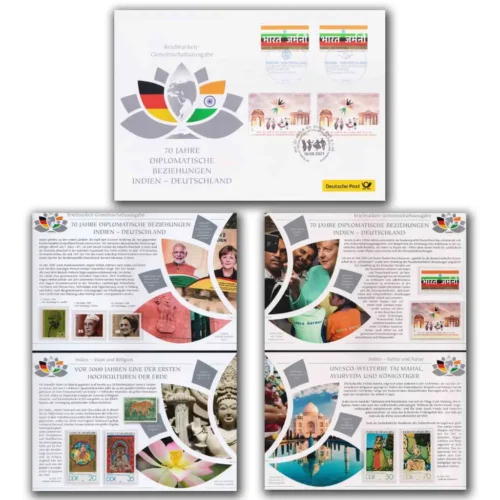 2021 Germany India Joint Issue Special Combination FDC and Information Sheet with Stamps