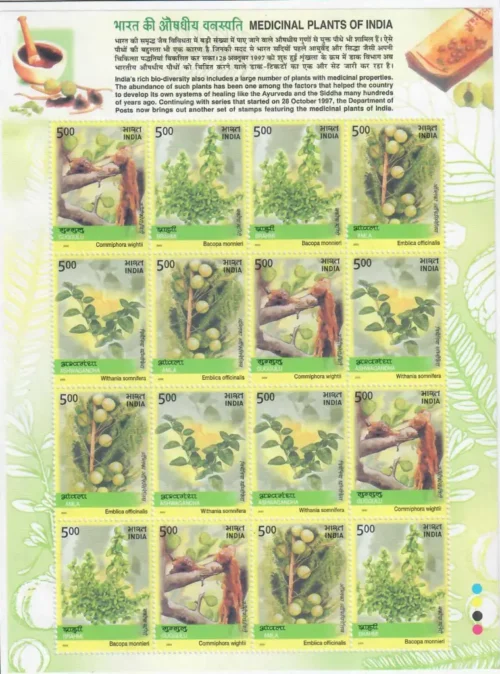 2003 Medicinal Plants of India 4v Stamp in Mixed Block of 4 Sheetlet