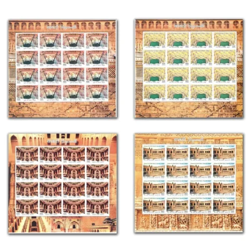 2017 Step Wells of India 16v Stamp in 16 Different Sheetlet - Image 2