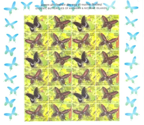 2008 Butterflies of Andaman and Nicobar 4v Stamp in Block of 4 Mixed Sheetlet