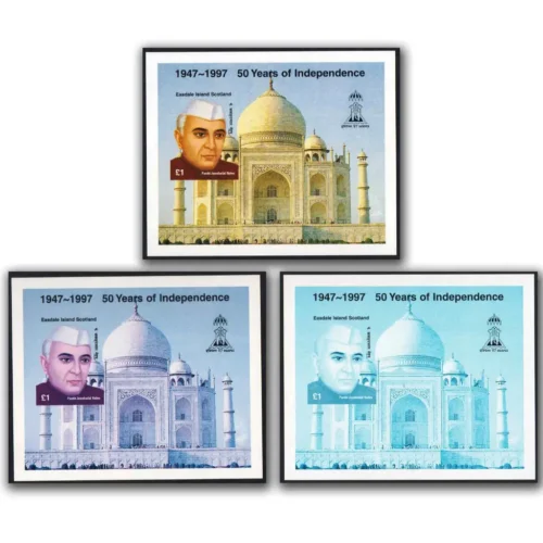 1997 Easdale Island Jawaharlal Nehru Miniature Sheet Profressive Colour Proof (Set of 7) - Image 2