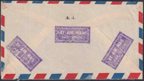 1948 Gandhi 3v Stamp Postally used on Cover from Bombay to Wales - Image 2