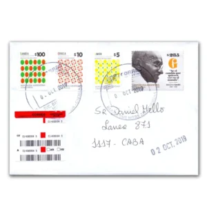 2019  Argentina Gandhi 150th Birth Anniversary Postally used on a Registered Cover