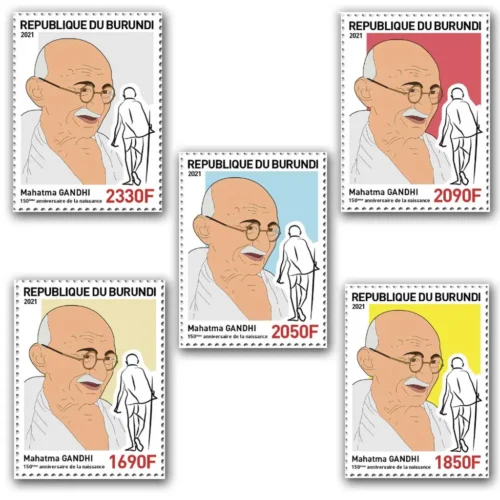 2021 Burundi Gandhi 150th Anniversary 5v Stamp