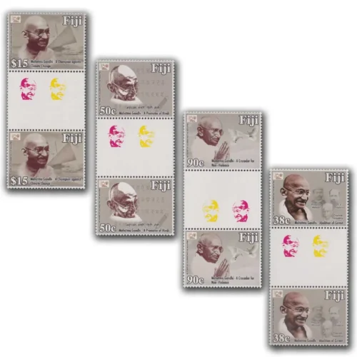 2018 Fiji Mahatma Gandhi 4v Stamp in Gutter Pair (Set of 2)