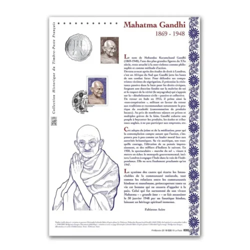 2019  France Gandhi 150th Birth Anniversary 1v Stamp on Souvenir Card