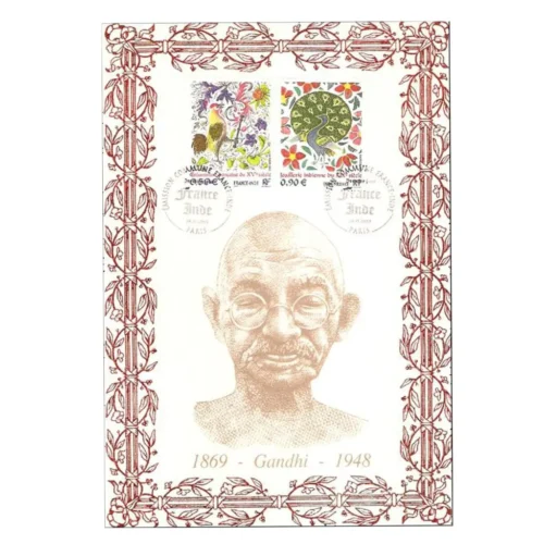 2003  France India Joint Issue Gandhi Card Devoted to the Celebraities of France and the World