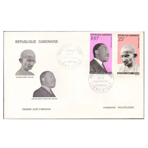 1969  Gabon Gandhi Apostle's of Non-Violence 2v Stamp on FDC